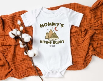 Cute Mom Hiking Baby Partner Onesie® Personalized Hiking Onesie® Mom Hiking Partner Onesie® Custom Hiking  Onesie® Cute Hiking Baby Onesie®