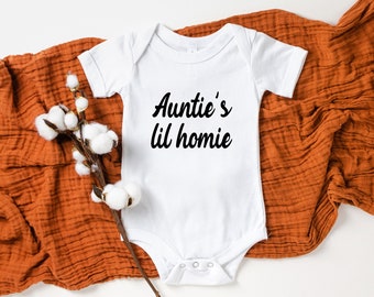 Auntie's Lil' Homie Baby Onesie® - Cute Auntie Baby Clothes - Funny Aunties Homie Baby Onesie® - Niece/Nephew Baby Shirt, Baby Shower Gift