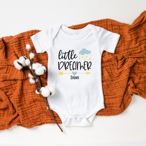Baby Shower Gift Little Dreamer Personalized Name Baby Onesie® Cute Baby Onesie® Cute Baby Clothes Custom Onesie® Sleeping Baby Onesie®