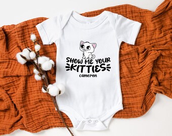 Custom Baby Onesie® Show Your Kitties Personalized Baby Onesie® Customized Baby Clothes Feline Baby Onesie® Kitties Baby Onesie®