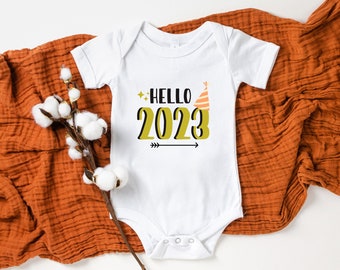 Custom Baby Clothes Greetings 2023 Personalized Onesie® Pregnancy Announcement Onesie® Holidays Themed Onesie® Newest Years Baby Onesie®