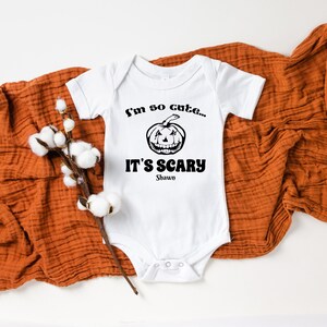 Custom Baby Clothes Cute And Scary Baby Onesie® Customized Baby Onesie® Personalized Onesie® Custom Pumpkin Onesie® Custom Onesie®