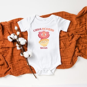 Funny Cereal Monster Baby Onesie: Personalized Cotton Bodysuit