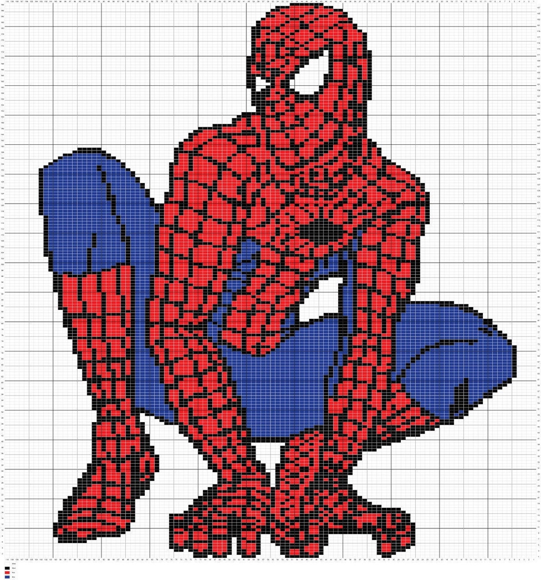 Spiderman Knitting Blanket Pattern Diagram Color Blocks - Etsy Ireland