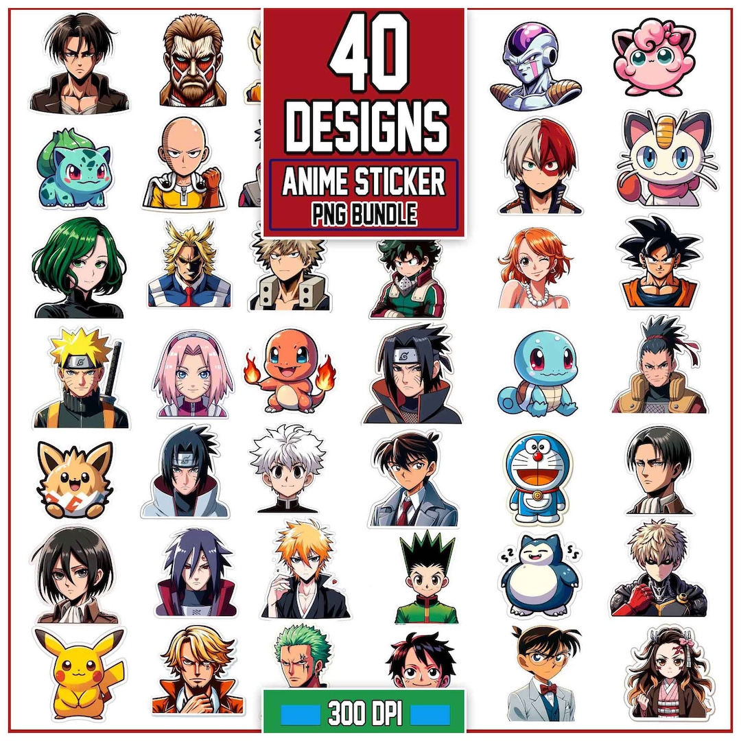 40 Anime Sticker Png, Anime Sticker PNG Pack, Anime Sticker Set, Anime