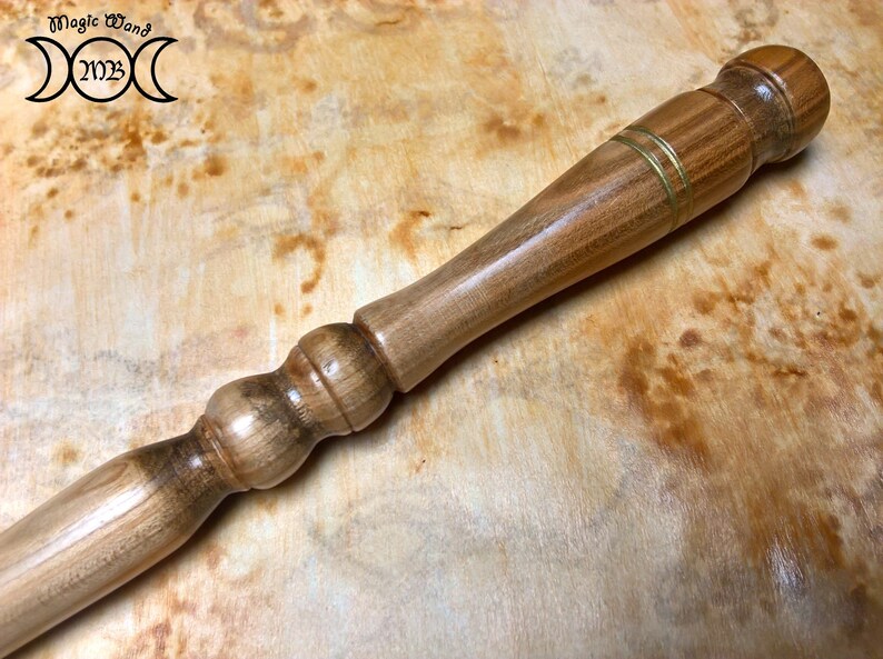for wicca or cosplay Magic cherry wood wand magician and witch natural color and finish lathe worked