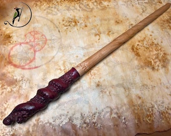 Purpleheart and maple wood magic wand - turned and hand finished - wizard and witch - for wicca or cosplay