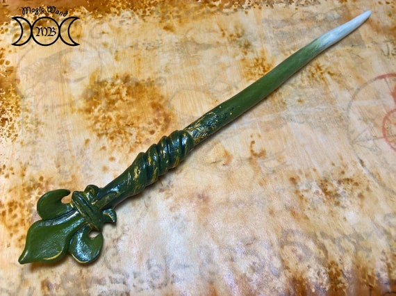 Magic Wooden Wand Absinthe Beech Wood Hand Carved Etsy Magic Wooden Wand Absinthe Beech Wood Hand Carved Etsy