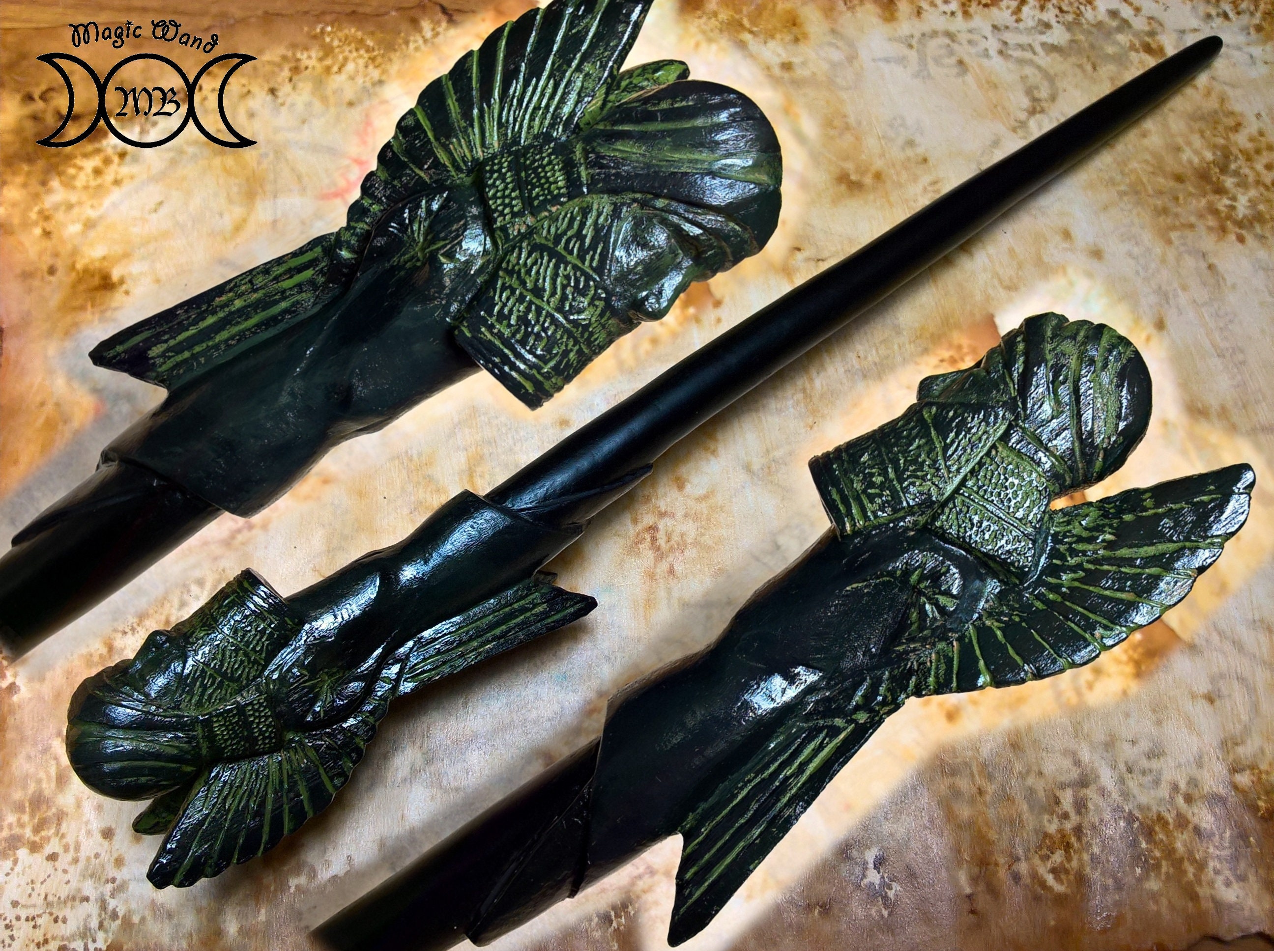 Magic Wooden Wand Marduk Beech Wood Hand Carved Etsy