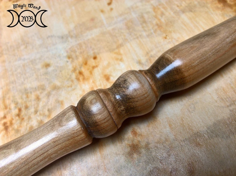 for wicca or cosplay Magic cherry wood wand magician and witch natural color and finish lathe worked
