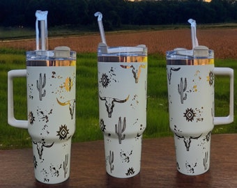 Western longhorn engraved wrapped 40oz tumbler