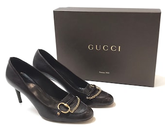 GUCCI Loafer High Heel Shoe with Riding Bit & Chain Hardware