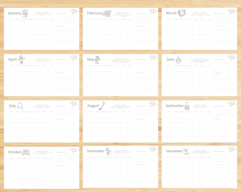 Printable and Downloadable 2023 2024 2025 Calendar Perpetual Etsy