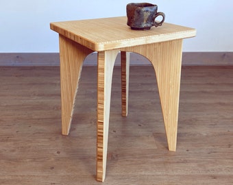 Square Side Table | Plant Stand | Natural Bamboo | For Coffee Table or Accent Chair