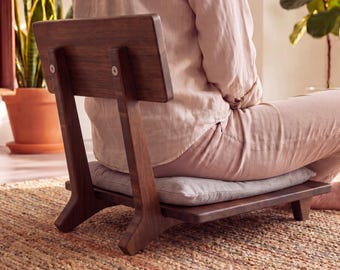 Walnut Bamboo Floor Chair with Back | Meditation Seating
