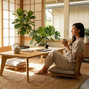 Small Rectangle LOW Dining Table, Coffee Table or Desk | Japanese Mid-Century | Chabudai | Tatami | Natural Bamboo