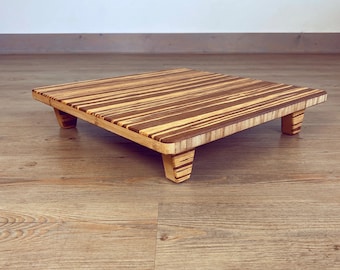 Floor Chair for Floor Seating, Floor Dining | Meditation Stool | Japanese Tatami Chabudai | Coffee Table Accessory - Tiger Stripe BAMBOO