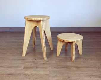 LOW Step Stool | High Quality Solid Natural Bamboo | Low Stool for Crafting