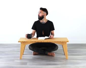 Low Small Coffee Table with Floor Seating | Work Desk | Study Desk | Office Desk | Gaming Desk | Japanese Table | Natural BAMBOO
