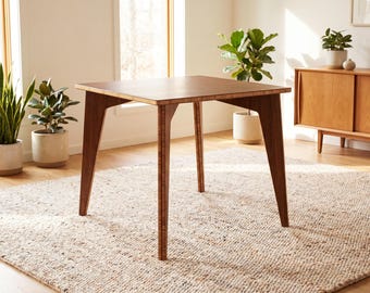 Dining Table | 34" x 34" | Chestnut | Solid Bamboo | Midcentury Modern