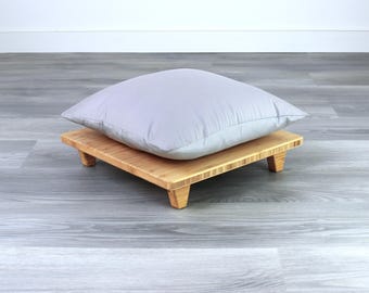 Floor Chair for Cushion/Pillow | Meditation Stool | Japanese Tatami Chabudai | Coffee Table Accessory - Natural BAMBOO