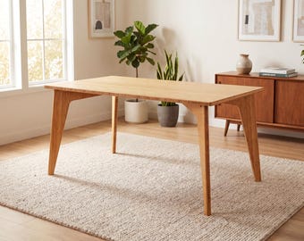 Dining Table | 34" x 60" | Natural | Solid Bamboo | Midcentury Modern