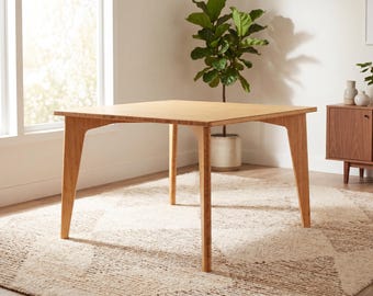 Dining Table | 45" x 45" | Natural | Solid Bamboo | Midcentury Modern