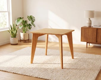 Dining Table | 34" x 34" | Natural | Solid Bamboo | Midcentury Modern