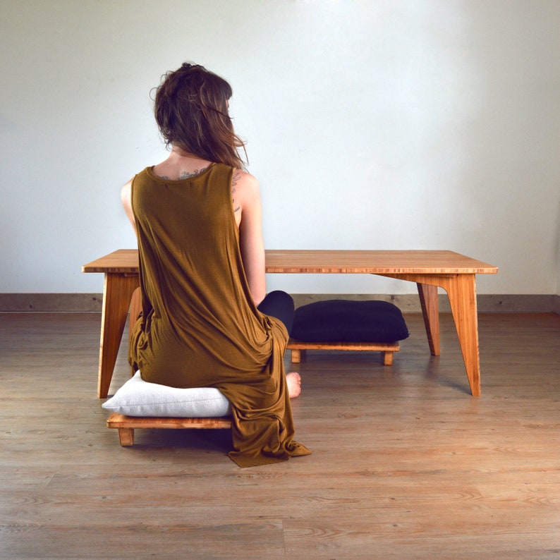 Floor Chair for Cushion/Pillow Meditation Stool Japanese Tatami Chabudai Coffee Table Accessory Natural BAMBOO image 4
