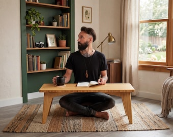 Low Bamboo Desk With Floor Seating | Japanese Style Work Table - Etsy