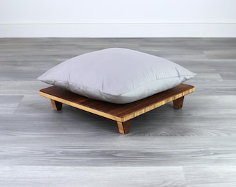 Floor Chair for Floor Seating, Floor Dining | Meditation Stool | Japanese Tatami Chabudai | Coffee Table Accessory - Chestnut BAMBOO