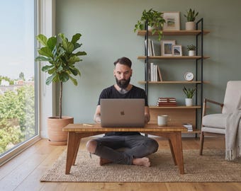 Low Bamboo Work Desk | Japanese Mid-Century Floor Seating Table