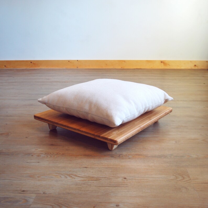 floor cushions Mid-Century Bamboo LOW Coffee Table Set 3-Piece: 2 Pillow Lifts Scandinavian Inspired | Dining |Desk |Study |Work |Craft