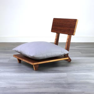 Floor Chair with Back for Pillow | Meditation Chair | Japanese LOW Seating | Back Support for Comfort and Posture | Chestnut Bamboo