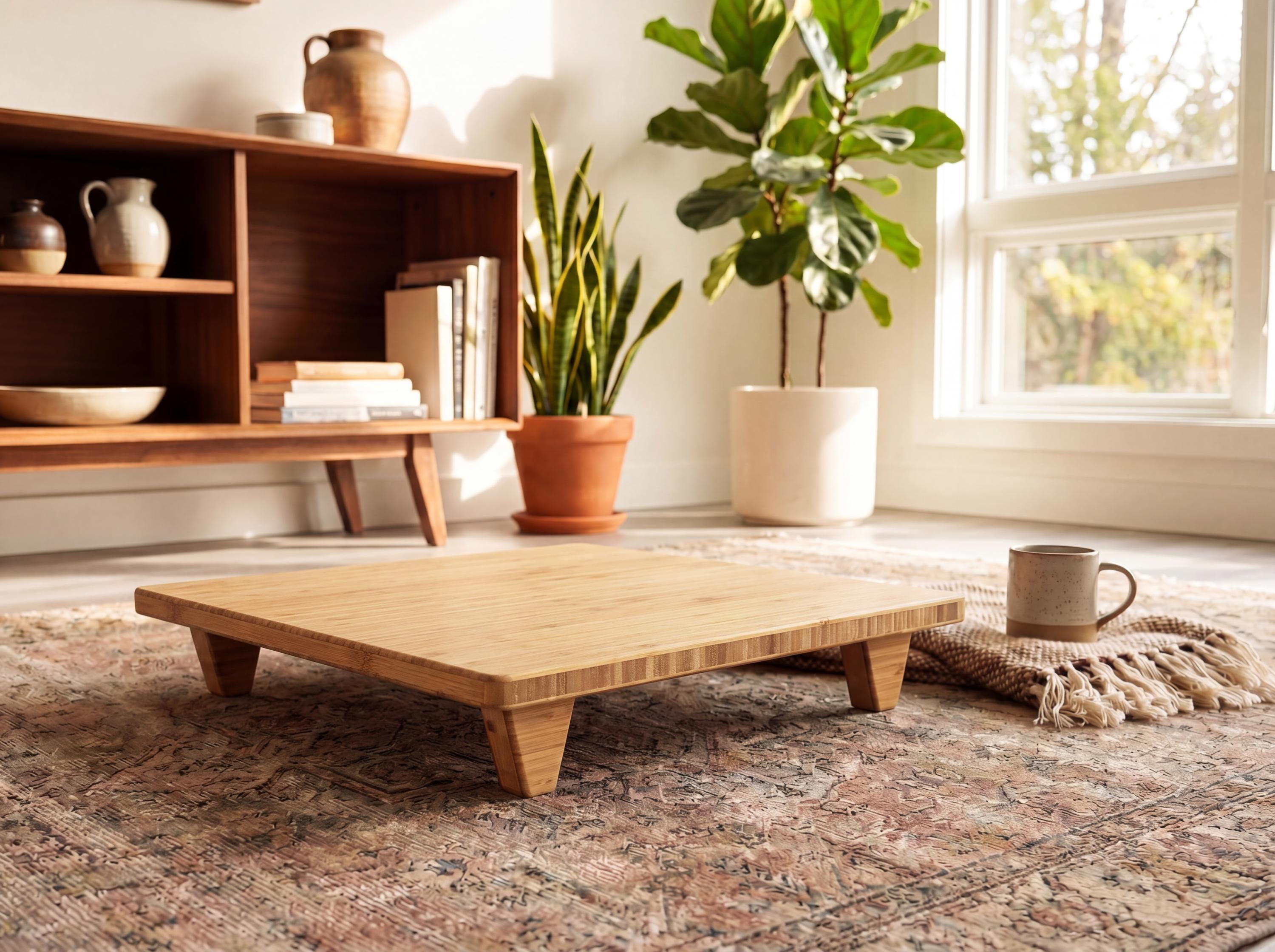 Natural Bamboo Floor Chair | Japanese Meditation Stool, Coffee