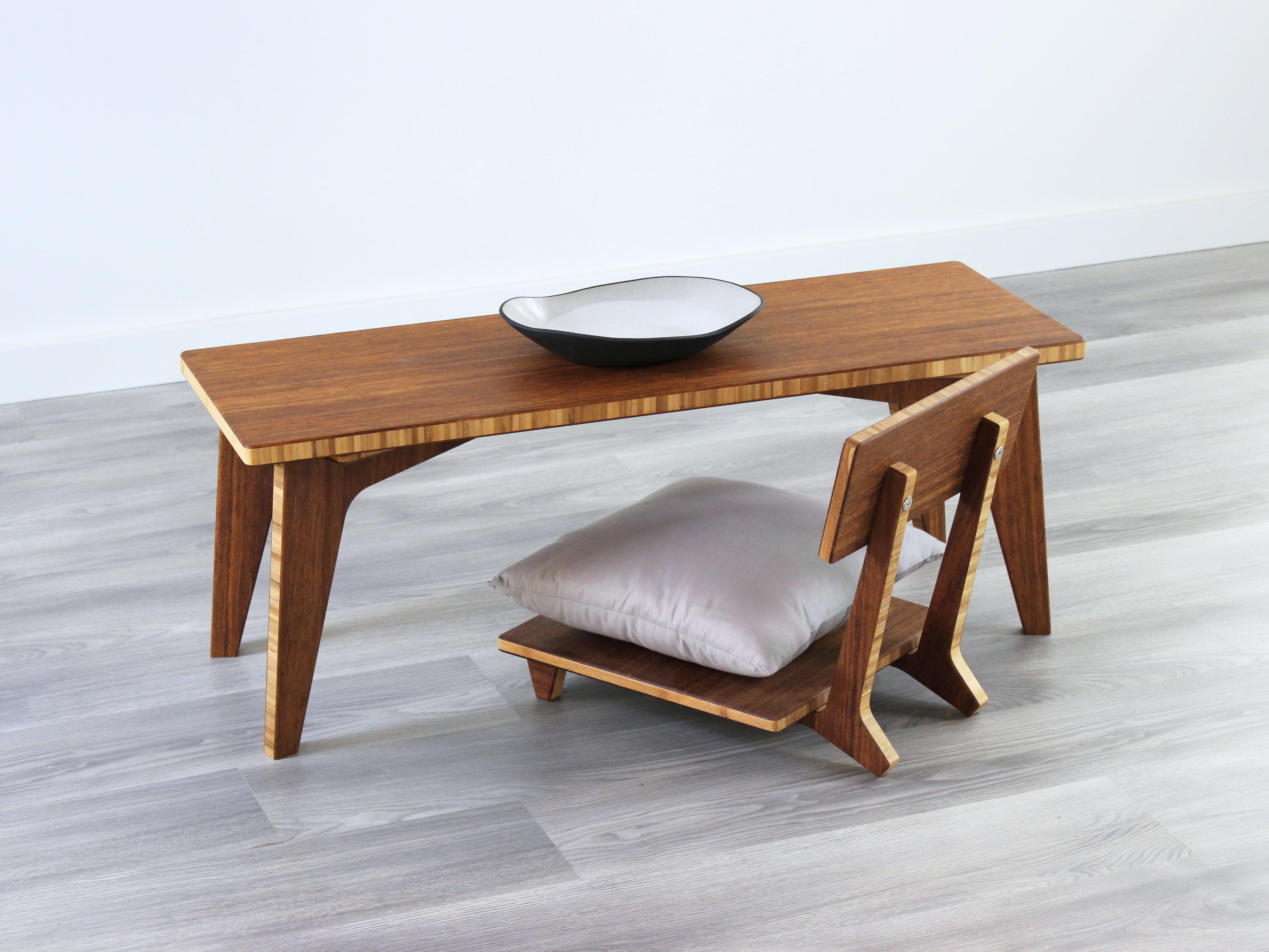 Low Bamboo Desk With Floor Seating | Japanese Style Work Table