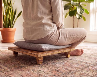 Bamboo Floor Chair | Japanese Tatami Meditation Stool, Floor Seating Accessory | Tiger Stripe