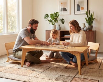 Rectangle Coffee Table, Dining Table or Desk | Japanese Mid-Century | Chabudai | Tatami | Natural Bamboo