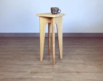 Tall Narrow Side Table | Plant Stand | Square Top | Natural Bamboo