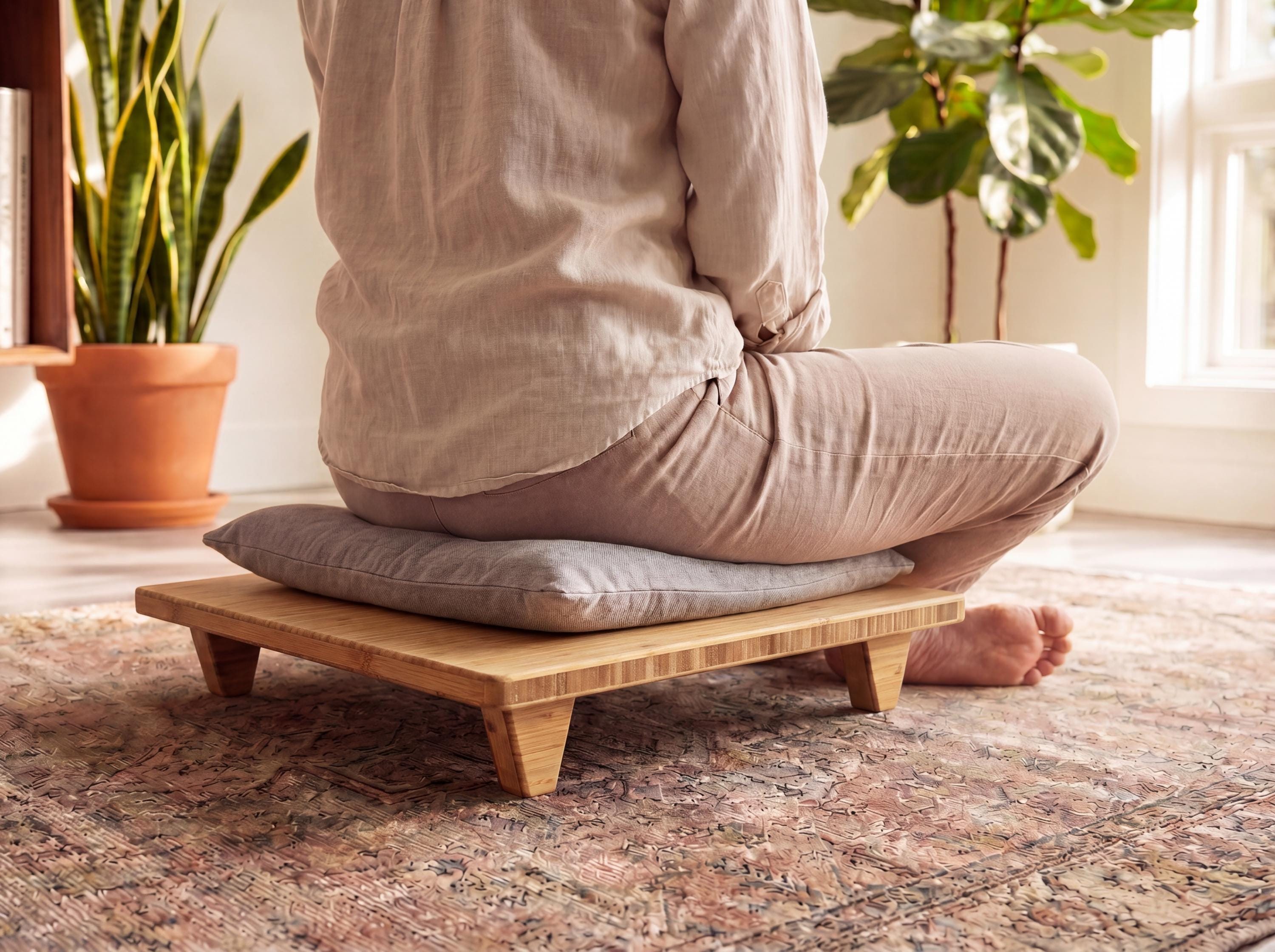 スツール Stool and Cushion for 101  Natural Bamboo Floor Chair | Japanese Meditation Stool, Coffee