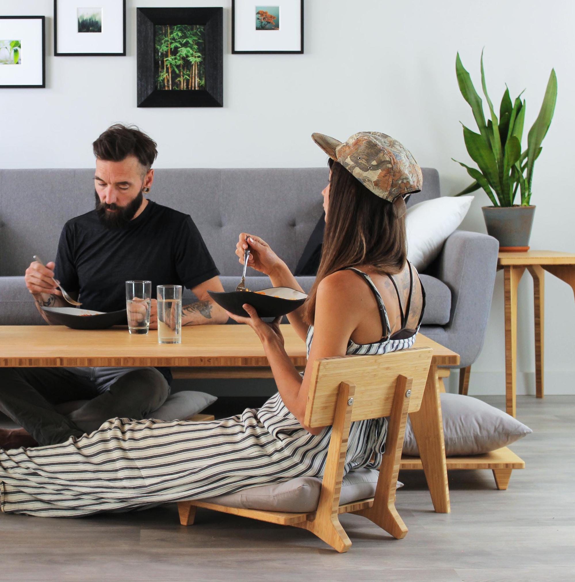 Square LOW Dining Table Set | Floor Seating | Mid-century Square LOW Dining Table Set | Floor Seating | Mid-century