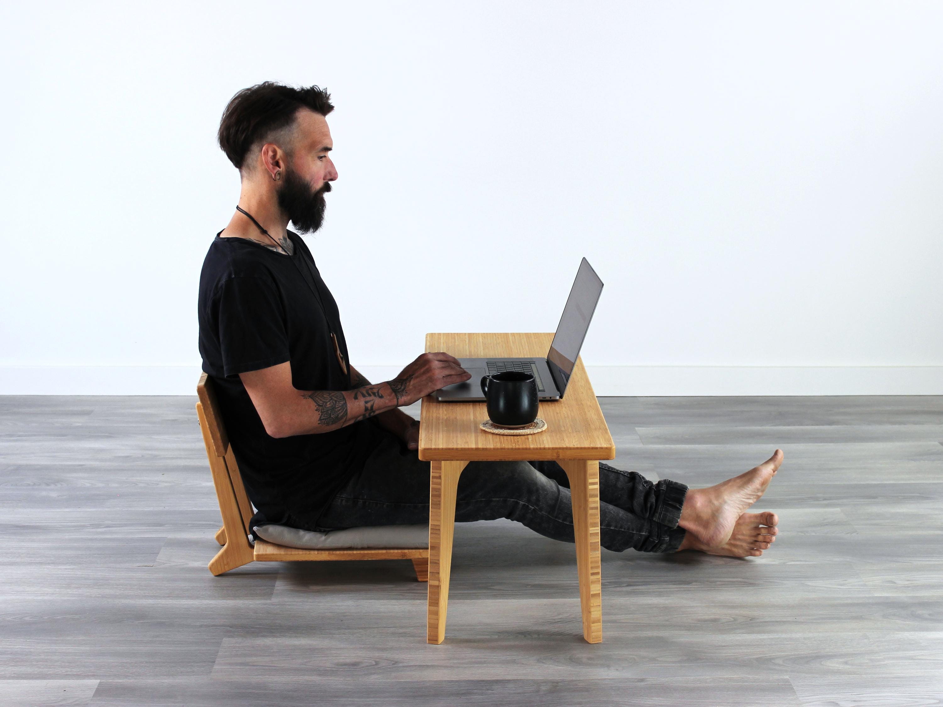 Low Bamboo Desk With Floor Seating | Japanese Style Work Table - Etsy