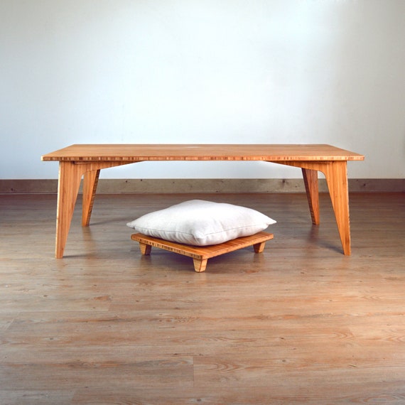 Low Coffee Table Set Bamboo With, Floor Coffee Table Cushion