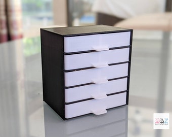 Miniature Chest of Drawers | 3D Printed Assortment Box | Black