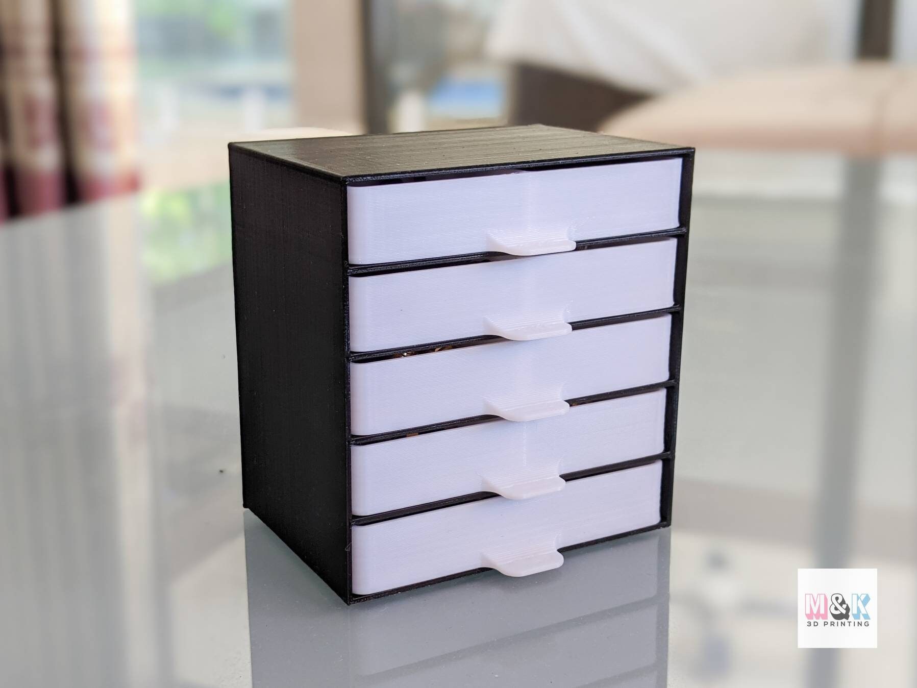 Miniature Chest of Drawers | 3D Printed Assortment Box | Black