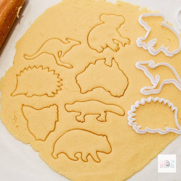 Australian Animals Cookie Cutter Set | 7 Styles: Australia, Tasmania, Kangaroo, Koala, Echidna, Wombat, Platypus | Mother's Day Gift