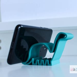 Dinosaur Phone Stand | 2 Colours: White, Grass Green | 3D Printed Gift for Him