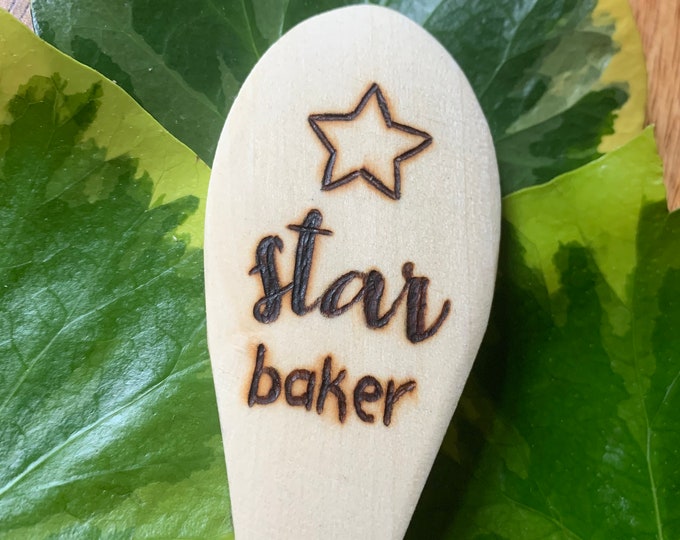 Gifts for Child Bakers Bake Off Quote Hand Burned Wooden Sooons Children\u2019s Baking Gifts Child/'s Star Baker Wooden Spoon