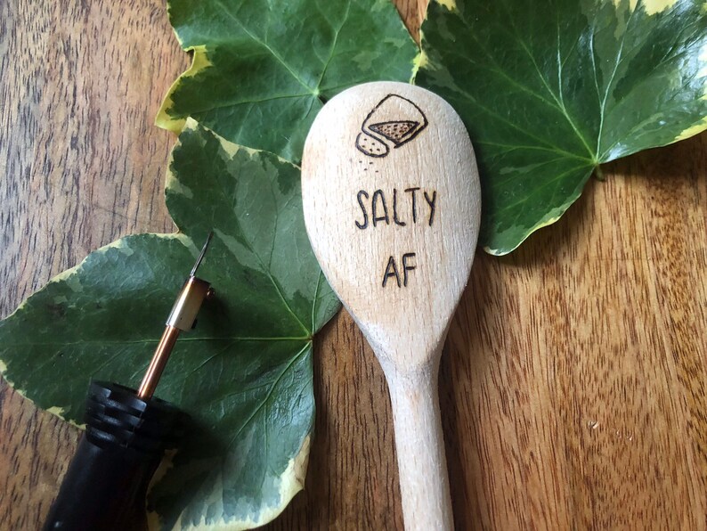 Funny Wooden Spoon Quotes Hangry Hungry AF Salty AF Funny Etsy