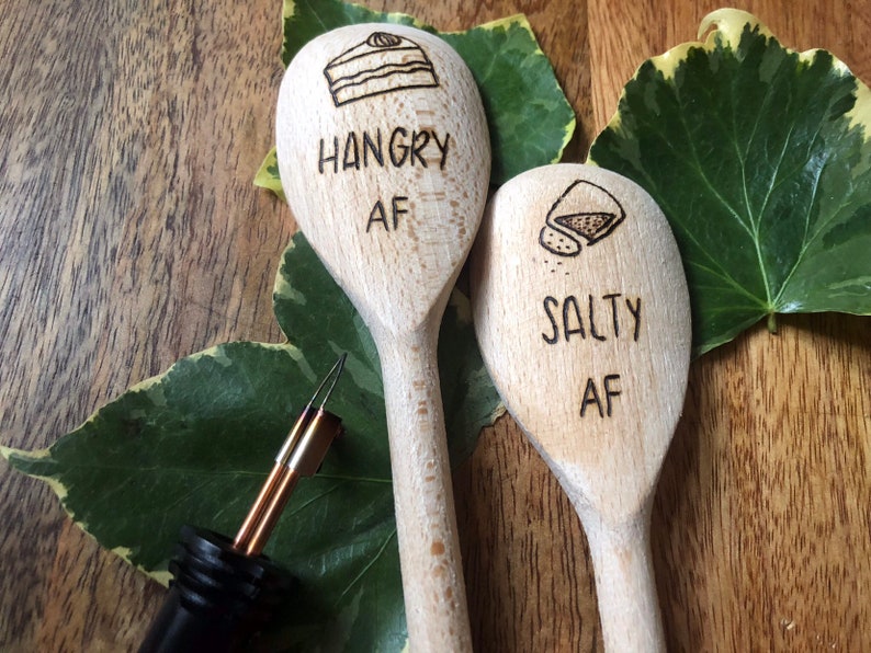 Funny Wooden Spoon Quotes Hangry Hungry AF Salty AF Funny Etsy